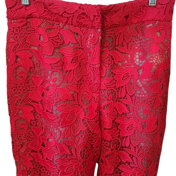 Mango Red Lace Wide Leg Pants - Picture 5 of 10